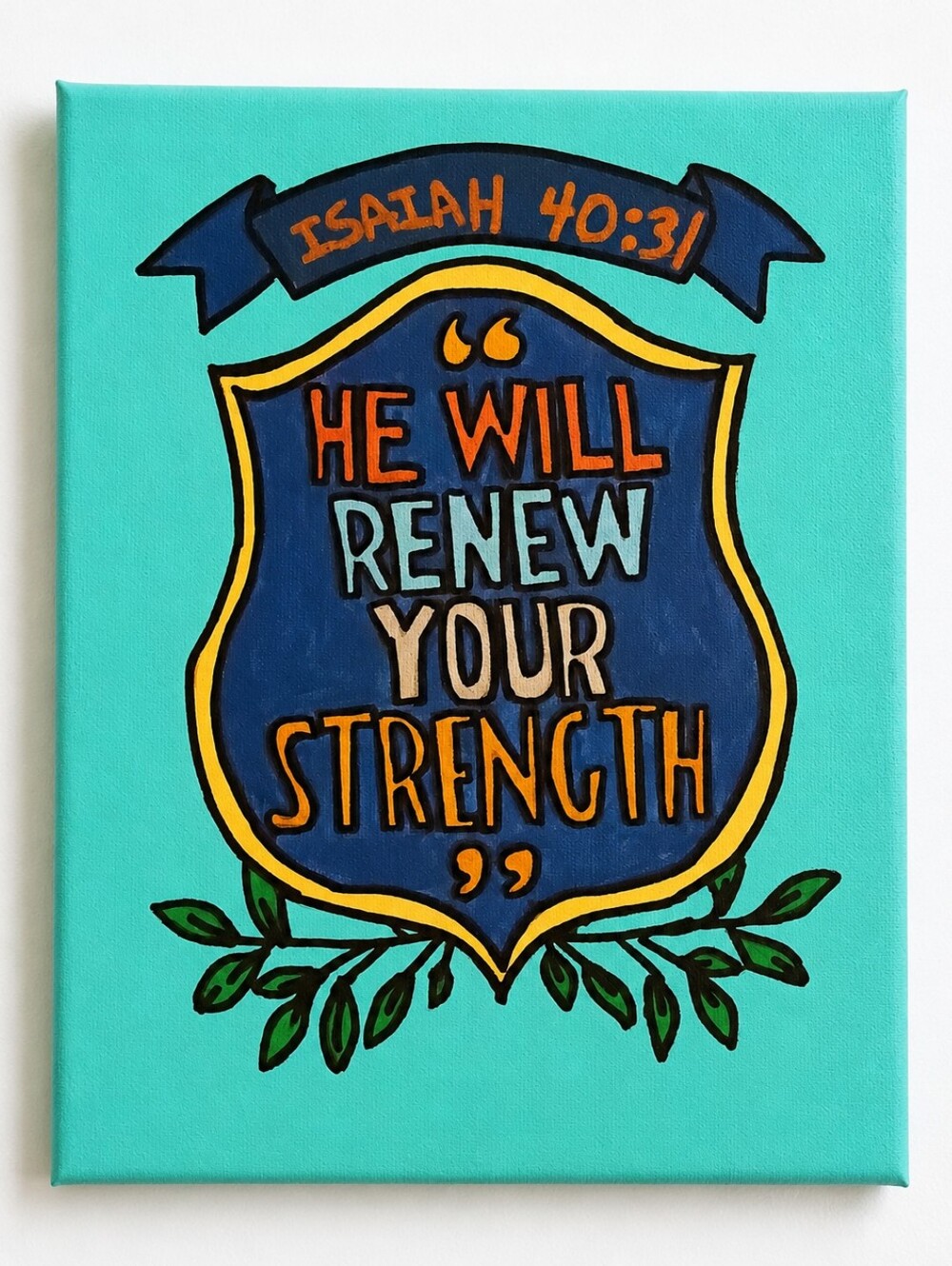 Hand Painted Isaiah 40:31 Bible Verse Canvas Wall Art Christian Decor